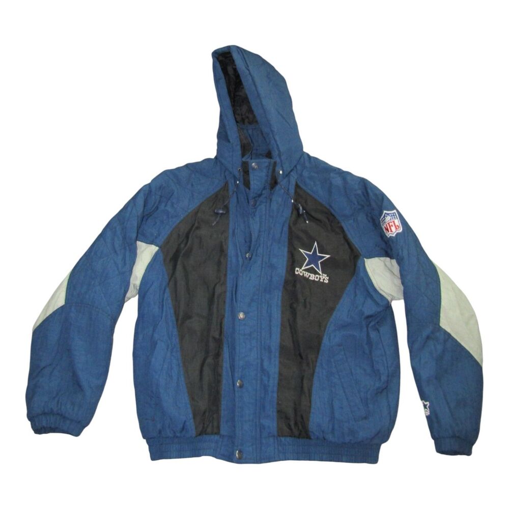 Vintage Proline Starter Dallas Cowboys Full Zip Hooded Puff Jacket Mens Size L
